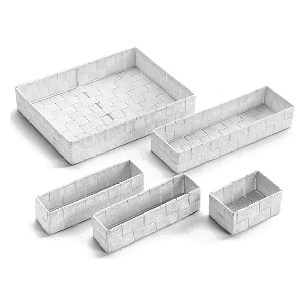 Set of Stackable Organising Boxes Textile (5 Pieces) (6 x 34 x 26 cm)