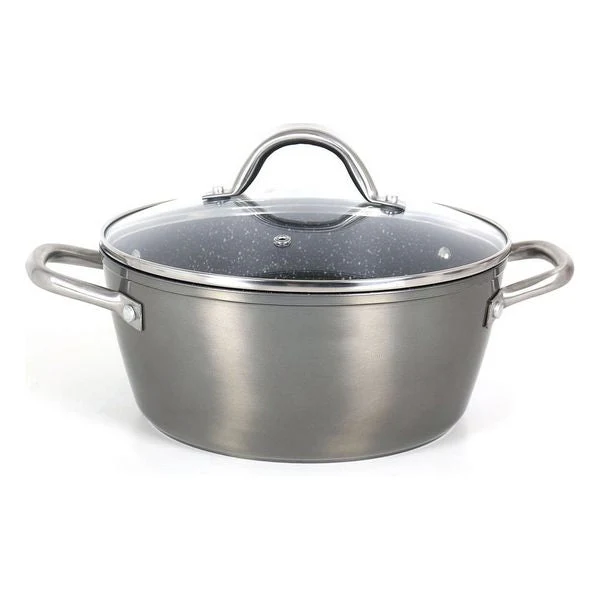 Casserole with glass lid Quttin Toughened aluminium Grey