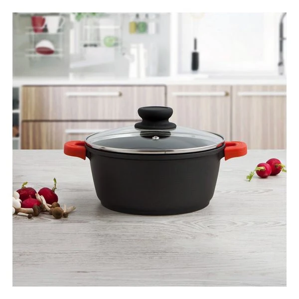 Casserole with glass lid Quid Intense Aluminium