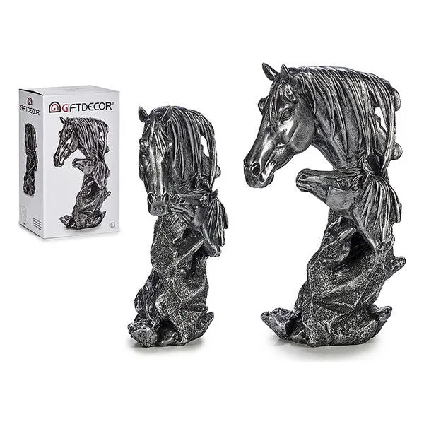 Horses Silver Resin Silver (10 x 33 x 20 cm)
