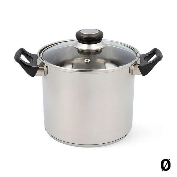 Pot with Glass Lid Quid Habitat Stainless steel