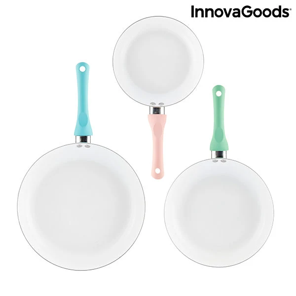 Set of Non-stick Frying Pans with Ceramic Coating Pantasy InnovaGoods 3 Pieces (ø 20-24-28 cm)