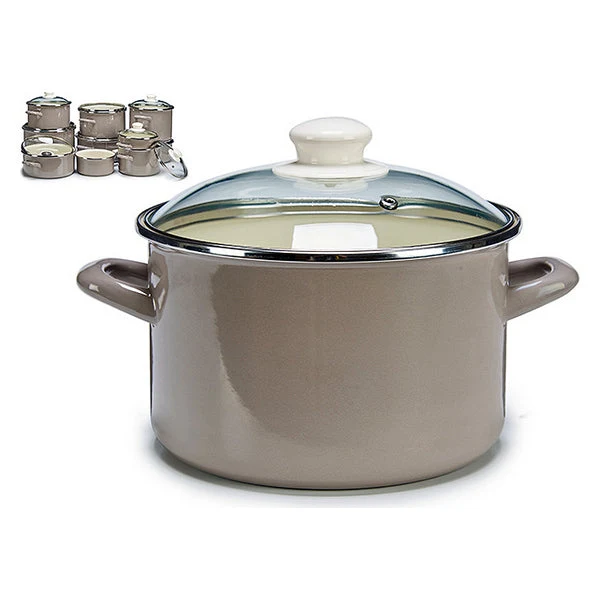 Casserole with Lid Grey Glass Crystal Enamelled Steel (28,5 x 18,5 x 21,8 cm)