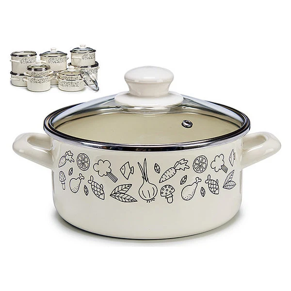 Pot with Glass Lid Enamelled Steel (Ø 18 cm)