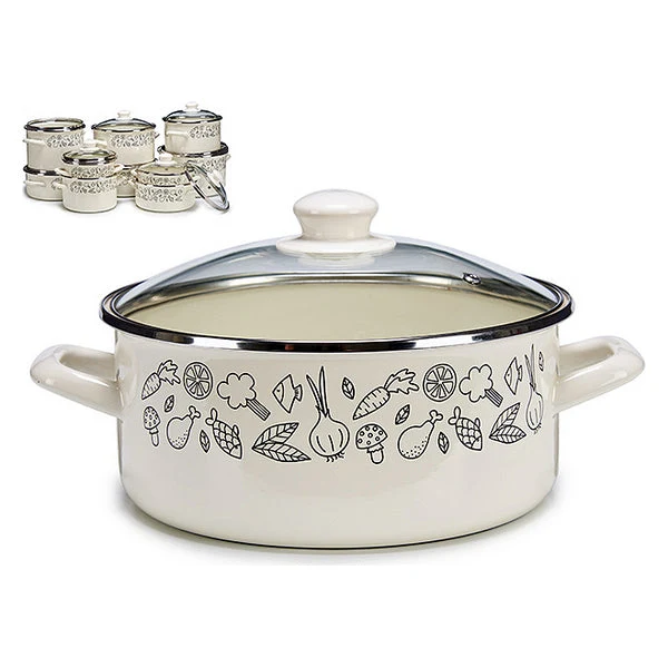 Pot with Glass Lid Enamelled Steel 33,6 x 17 x 25,8 cm (Ø 24 cm)
