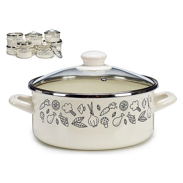 Pot with Glass Lid Enamelled Steel 31,2 x 15,5 x 23,8 cm (Ø 22 cm)