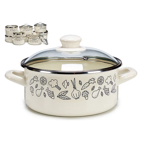 Pot with Glass Lid Enamelled Steel 28,5 x 15 x 21,8 cm (Ø 20 cm)
