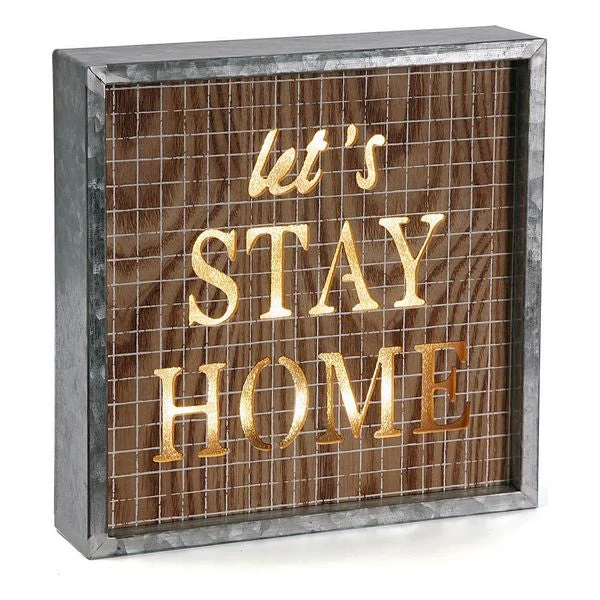 Decorative box Stay Home Wood (5,5 x 25 x 25 cm)
