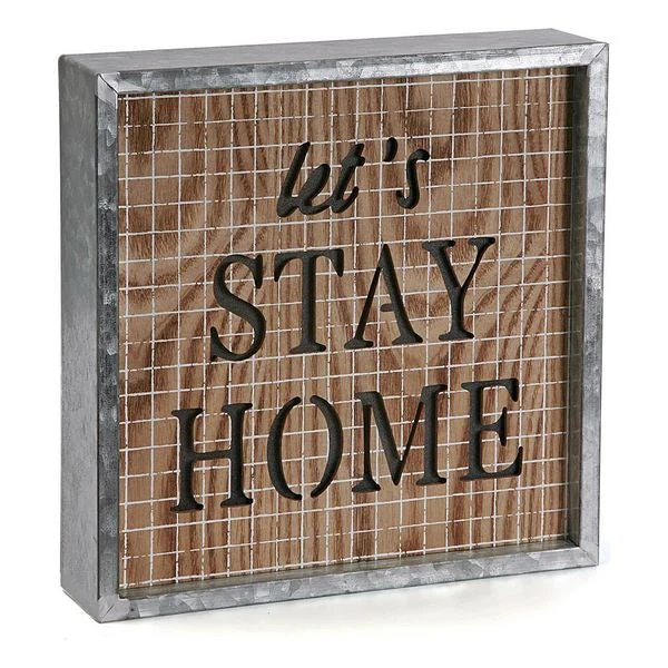 Decorative box Stay Home Wood (5,5 x 25 x 25 cm)