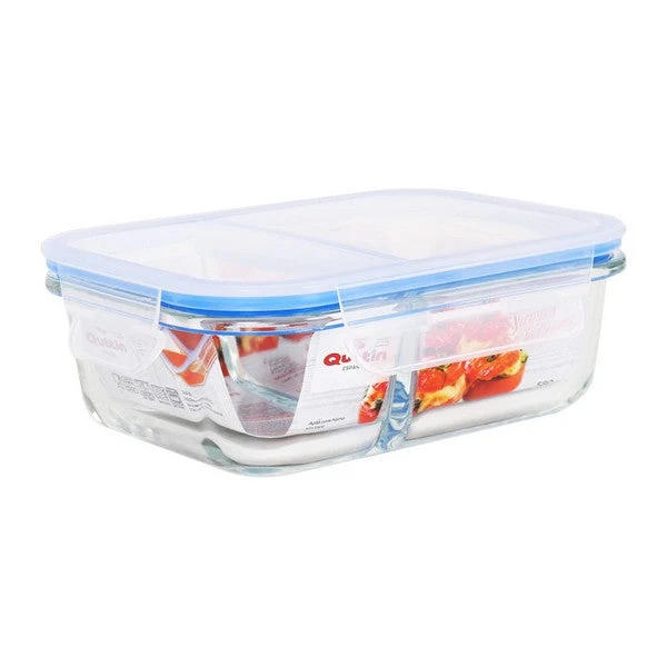 Hermetic Lunch Box Quttin 2 Compartments Rectangular Crystal