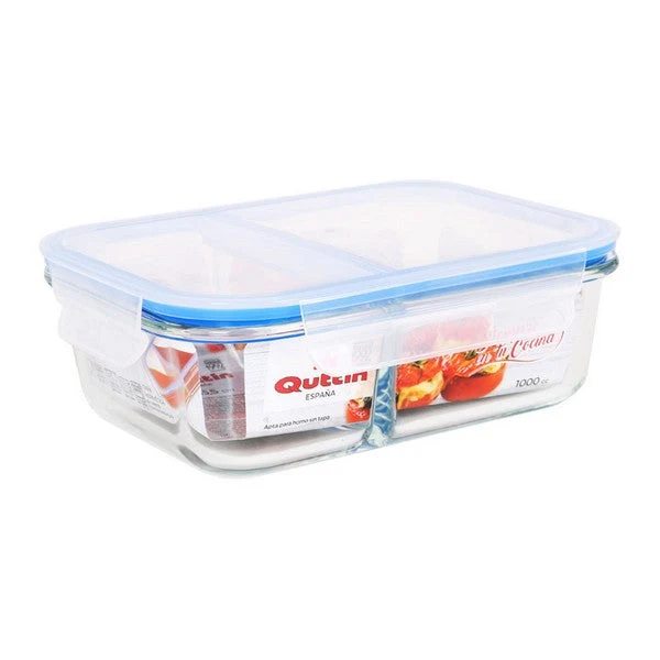 Hermetic Lunch Box Quttin 2 Compartments Rectangular Crystal