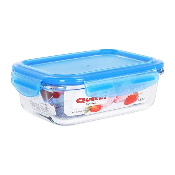 Hermetic Lunch Box Quttin Rectangular Crystal Blue