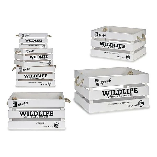 Storage Box White Wood (30 x 20 x 40 cm) (3 pcs)