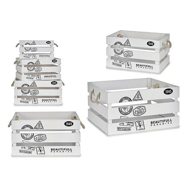Storage Box White Wood (30 x 20 x 40 cm) (3 pcs)