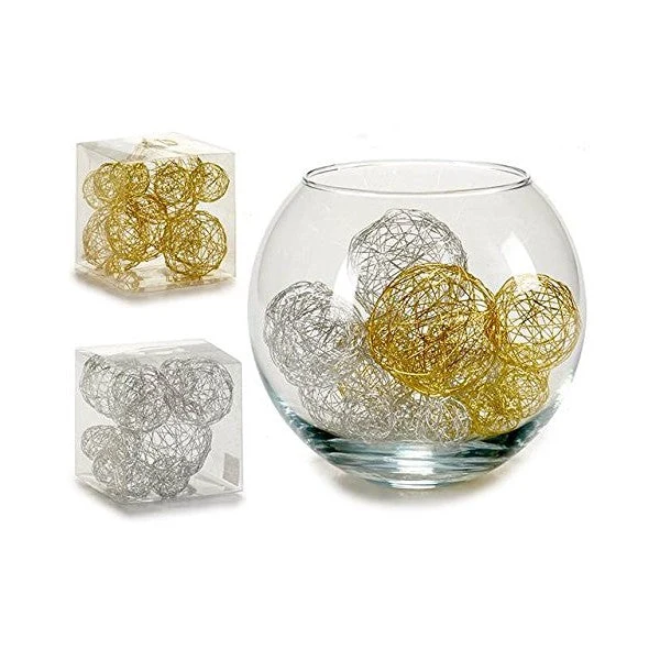 Decorative bauble Gold Silver Cable (9,5 x 9,5 x 9,5 cm)