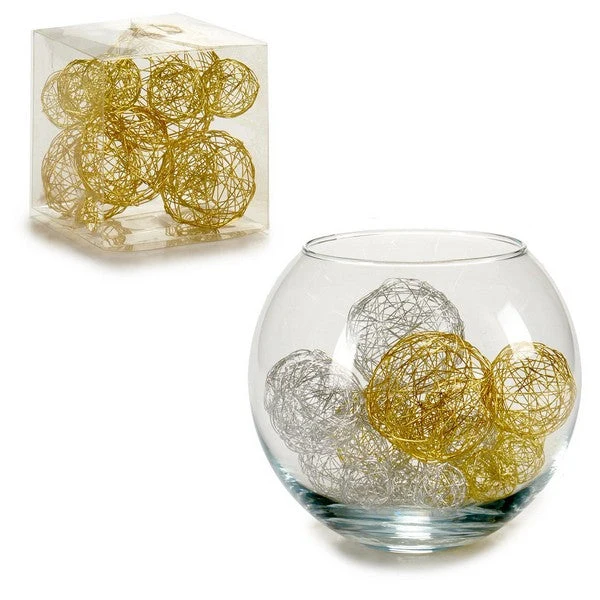 Decorative bauble Gold Silver Cable (9,5 x 9,5 x 9,5 cm)