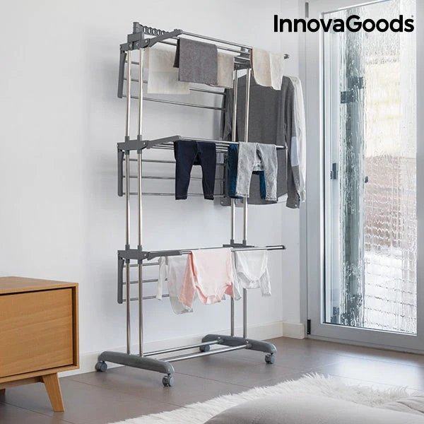 InnovaGoods Folding Rack with Wheels (18 Bars)