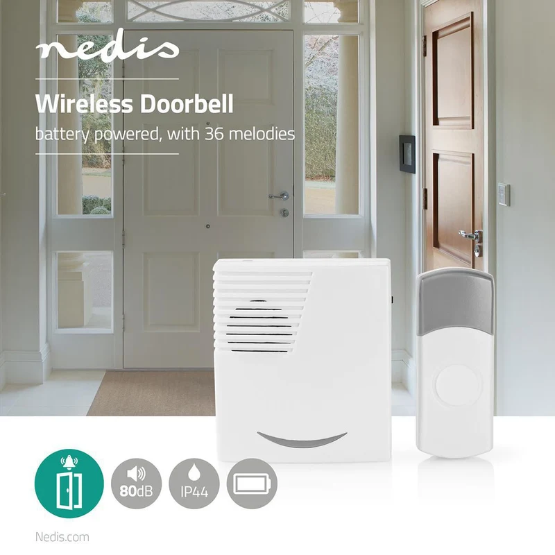 Draadloze Deurbelset Batterij Gevoed - 3 V DC - 1x CR2032