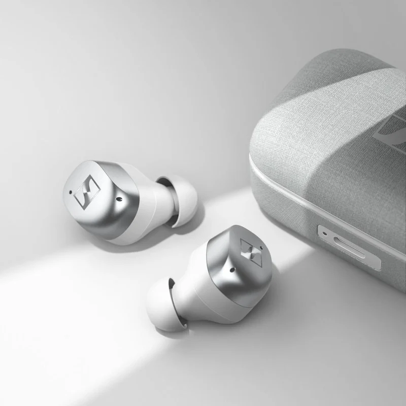 Écouteurs Boutton Momentum sans fil à réduction de bruit. Sennheiser MTW4-WS - Argent