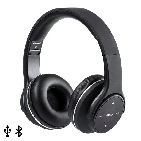 Foldable Headphones with Bluetooth USB FM 6W Black 146131