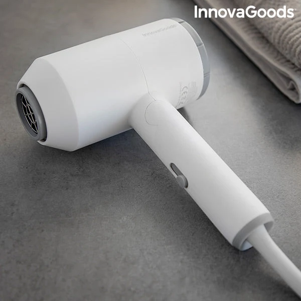Folding Ionic Hair Dryer with Accessories Ventio InnovaGoods 1600W White/grey