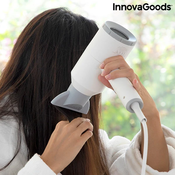 Folding Ionic Hair Dryer with Accessories Ventio InnovaGoods 1600W White/grey