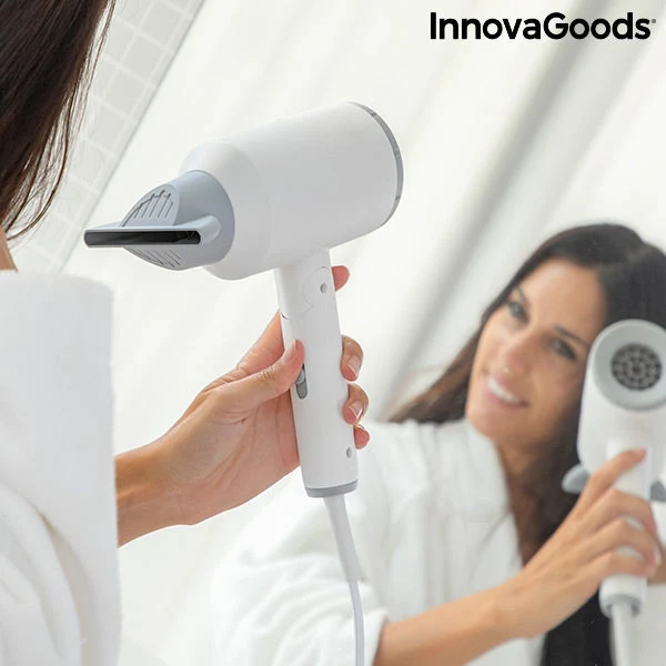 Folding Ionic Hair Dryer with Accessories Ventio InnovaGoods 1600W White/grey