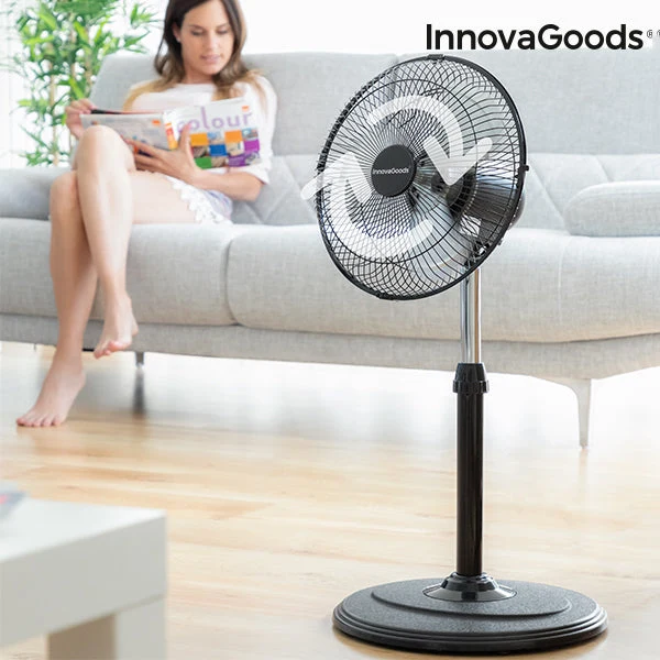 InnovaGoods Ø 30 cm 60W Black 360º Oscillating Pedestal Fan