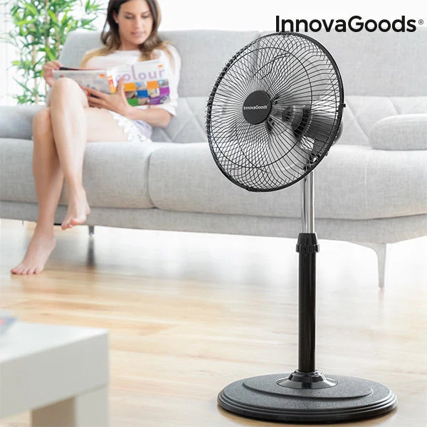 InnovaGoods Ø 30 cm 60W Black 360º Oscillating Pedestal Fan