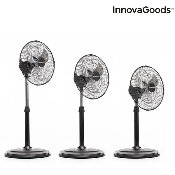 InnovaGoods Ø 30 cm 60W Black 360º Oscillating Pedestal Fan