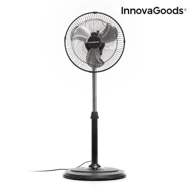 InnovaGoods Ø 30 cm 60W Black 360º Oscillating Pedestal Fan