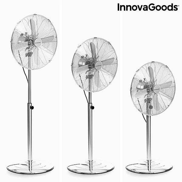 Freestanding Fan Chrome Retro InnovaGoods Ø 40 cm 55W