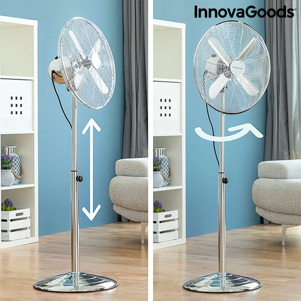 Freestanding Fan Chrome Retro InnovaGoods Ø 40 cm 55W