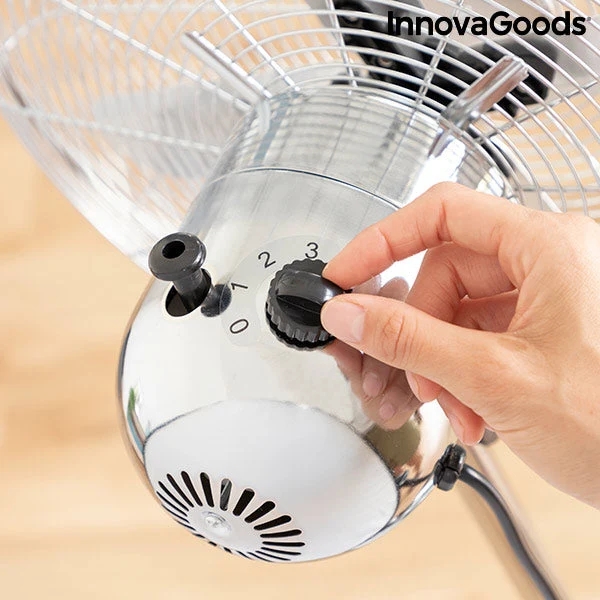 Freestanding Fan Chrome Retro InnovaGoods Ø 40 cm 55W