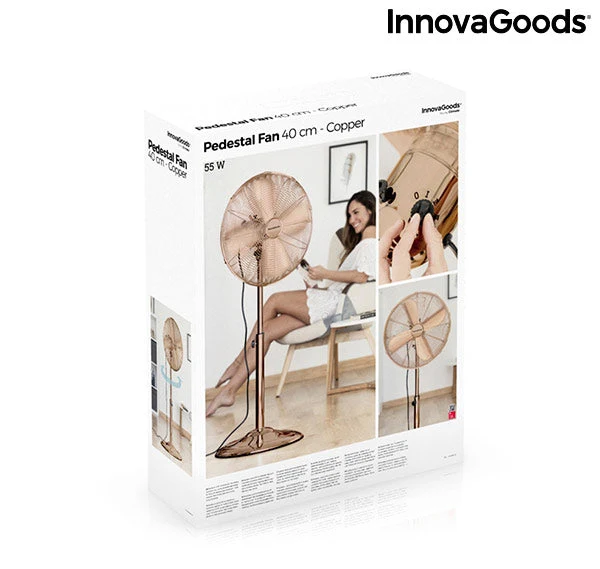 Freestanding Fan Copper Retro InnovaGoods Ø 40 cm 55W