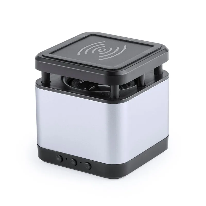 Enceinte avec chargeur sans fil intégré, design compact, bluetooth, 3w, rechargeable usb, aluminium BULPEX