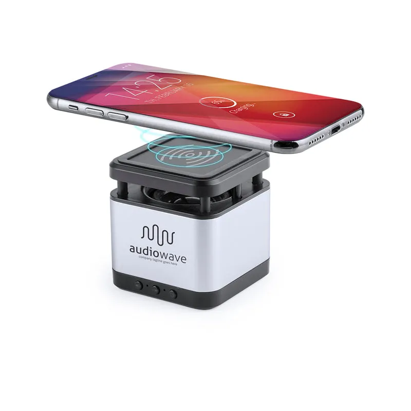Enceinte avec chargeur sans fil intégré, design compact, bluetooth, 3w, rechargeable usb, aluminium BULPEX