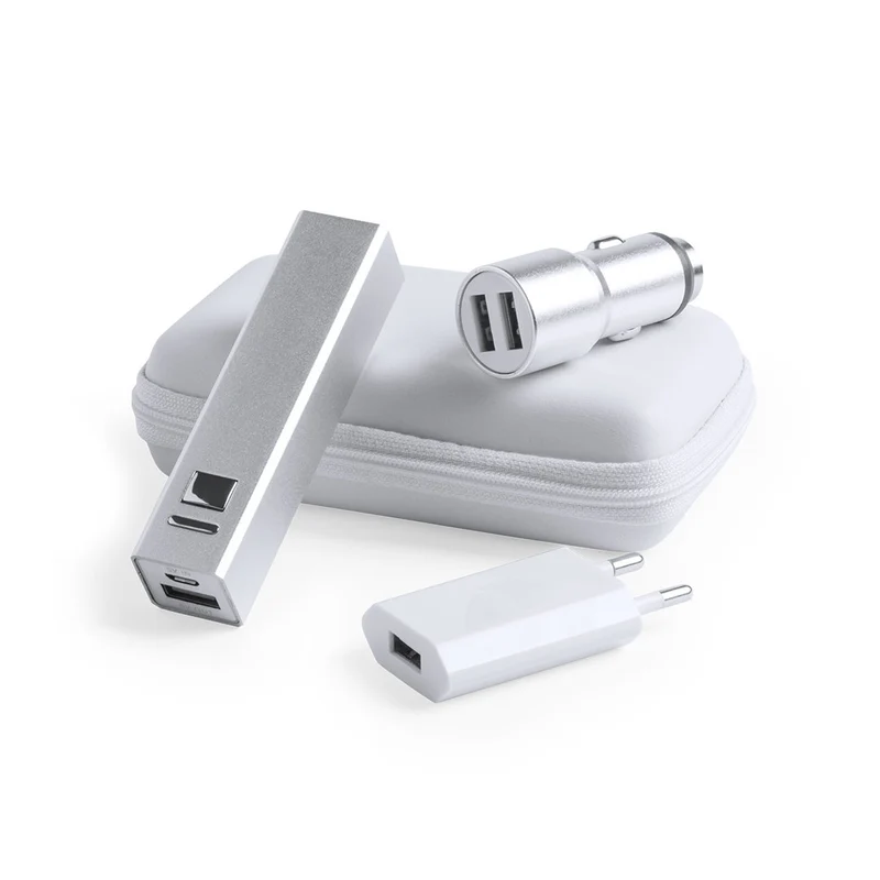 Set de chargeurs 2200 mAh, micro usb, usb type c, lightning, chargeur et chargeur voiture aluminium TILMIX