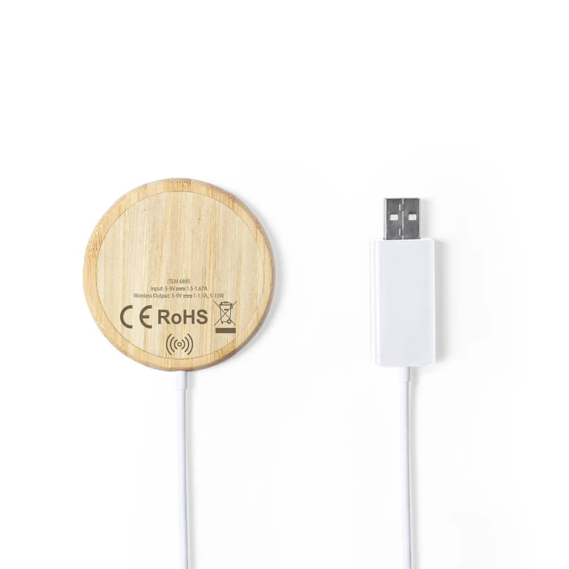 Chargeur magnétique sans fil de 10w en bambou HATAWEY