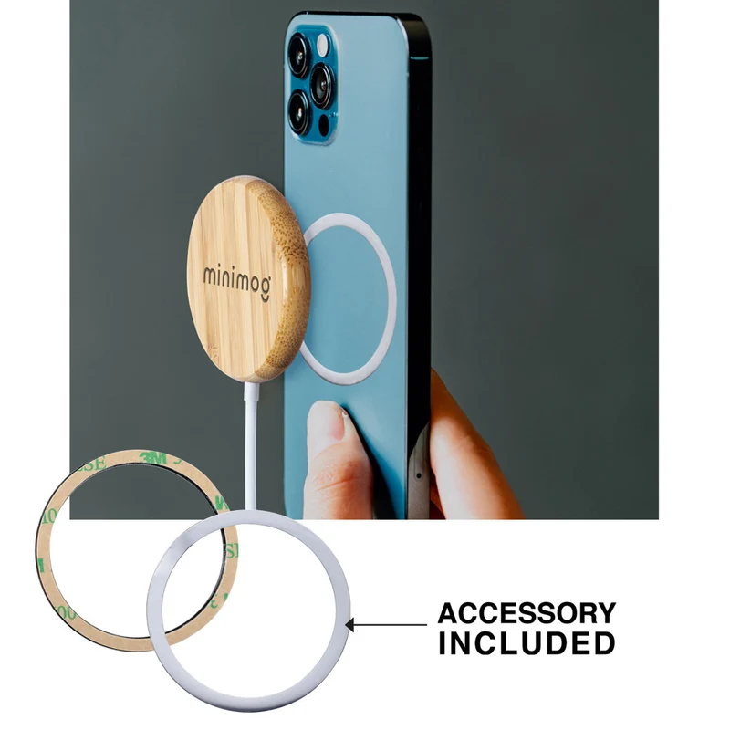 Chargeur magnétique sans fil de 10w en bambou HATAWEY