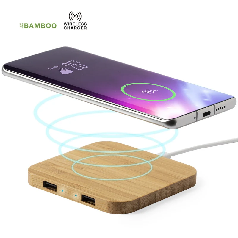 Chargeur à induction sans fil 10w en bambou DUMIAX