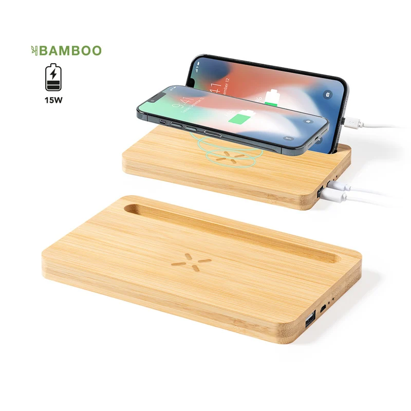 Chargeur sans fil 15w en bambou LOUBRON