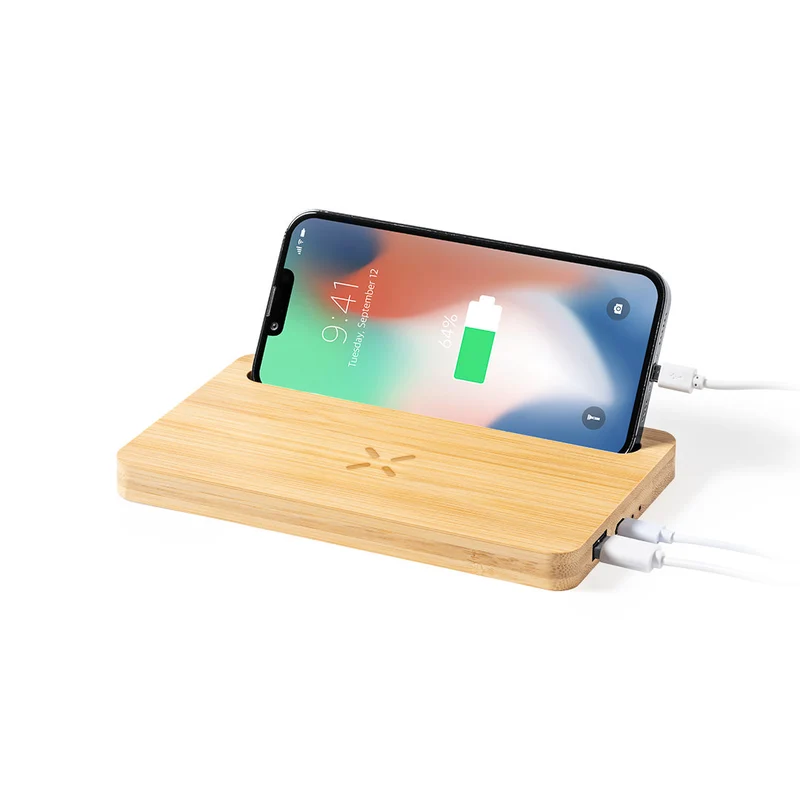Chargeur sans fil 15w en bambou LOUBRON