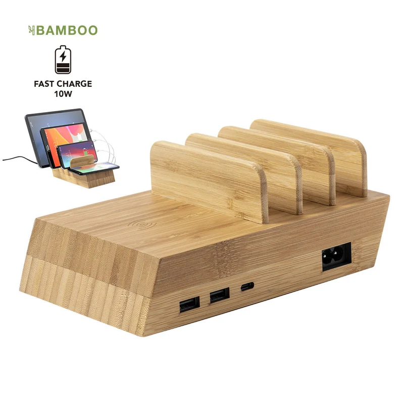 Station de charge sans fil 10w en bambou LUPINT