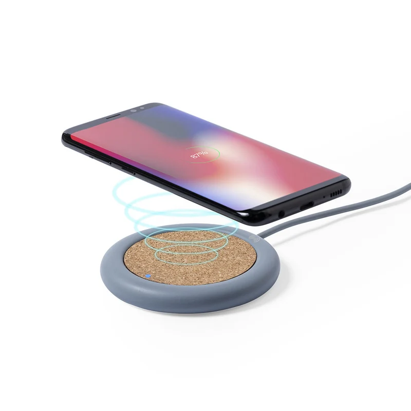 Chargeur sans fil 5w en ciment calcaire et liège NORMUX
