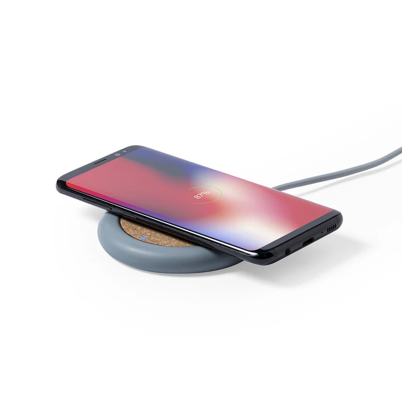Chargeur sans fil 5w en ciment calcaire et liège NORMUX