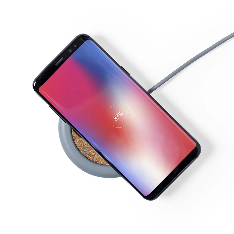 Chargeur sans fil 5w en ciment calcaire et liège NORMUX