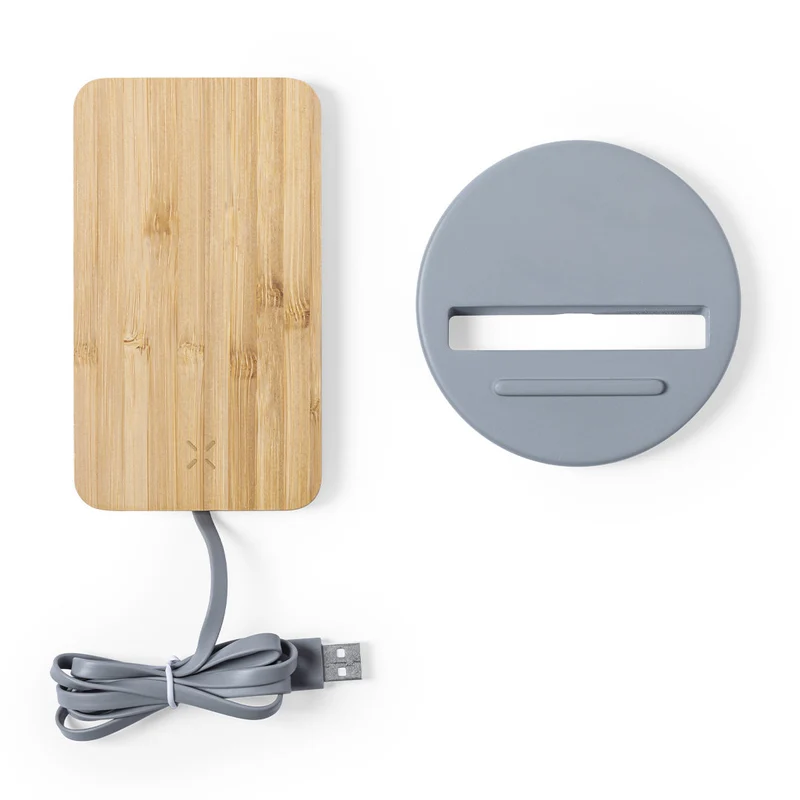 Chargeur sans fil 10w en ciment calcaire et bambou WIKET