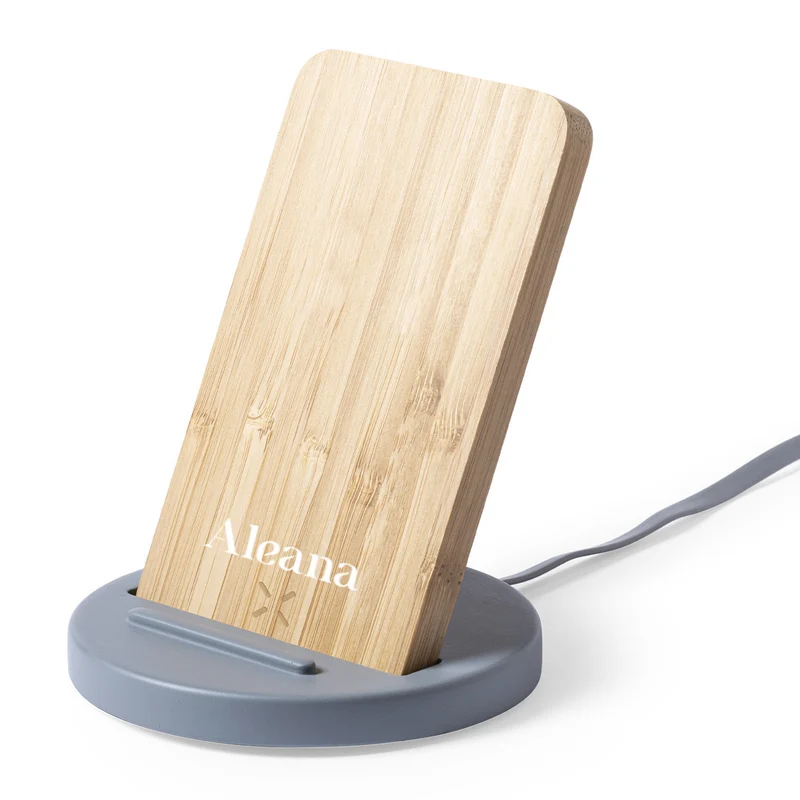 Chargeur sans fil 10w en ciment calcaire et bambou WIKET