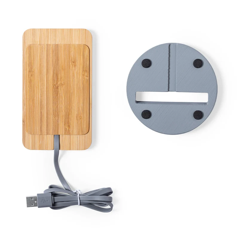 Chargeur sans fil 10w en ciment calcaire et bambou WIKET